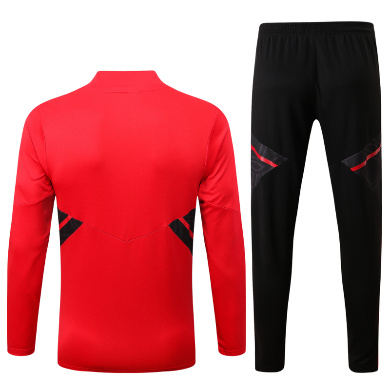 Conjunto Zíper Curto Flamengo Treino Vermelho e Preto