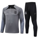 Conjunto Corinthians Ziper Curto Treino Cinza